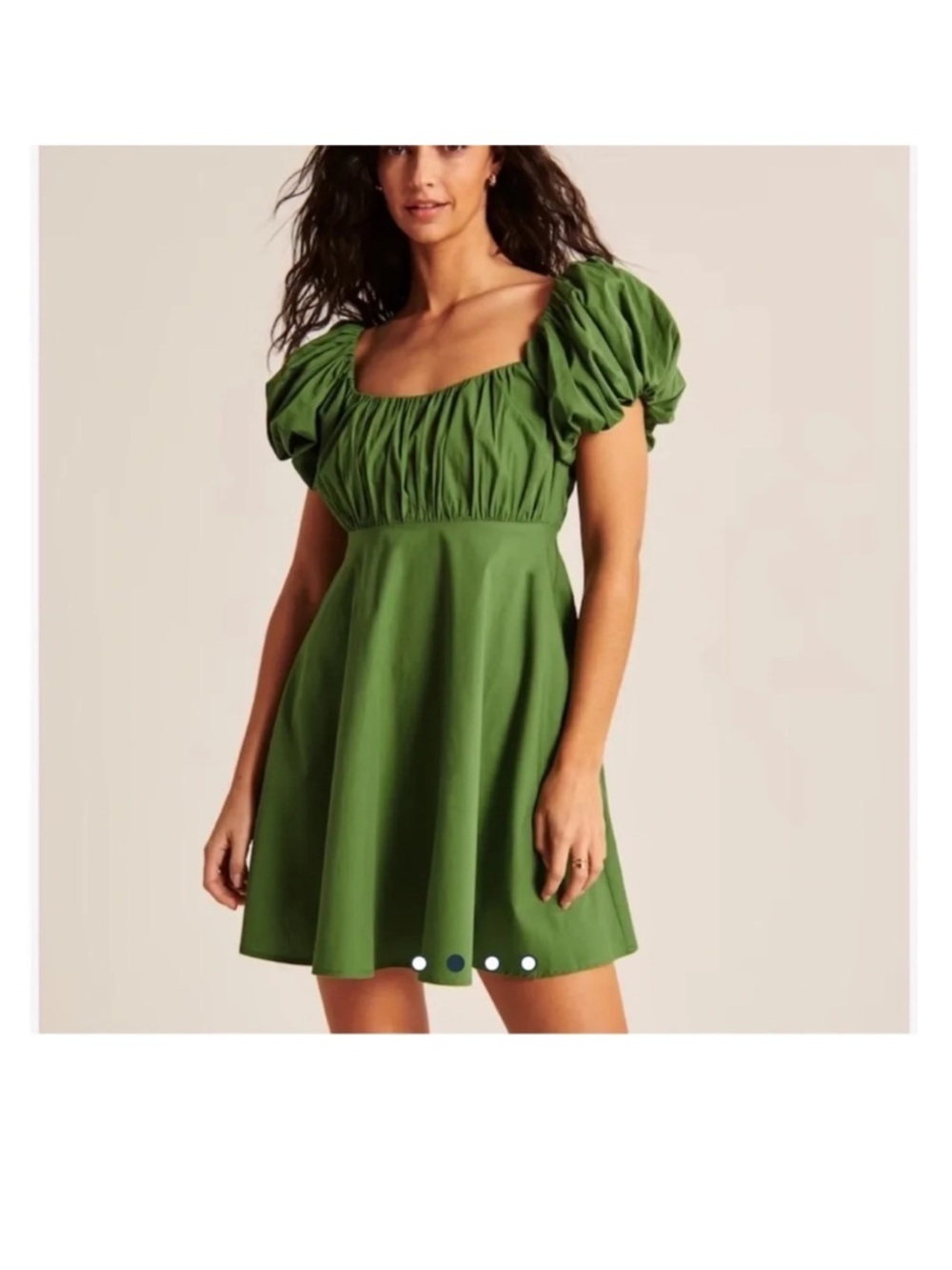 Abercrombie & Fitch Green Puff-Sleeve Mini Dress